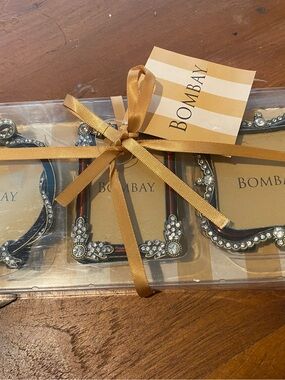 Bombay Black and Gold Jeweled Photo Frame Set - Trio